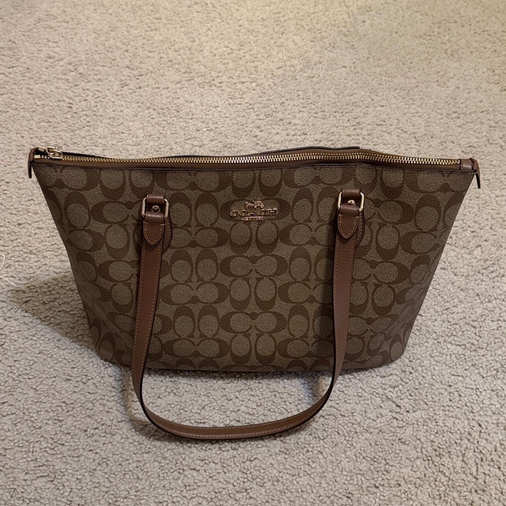 *Coach Tan and brown Signature Tote